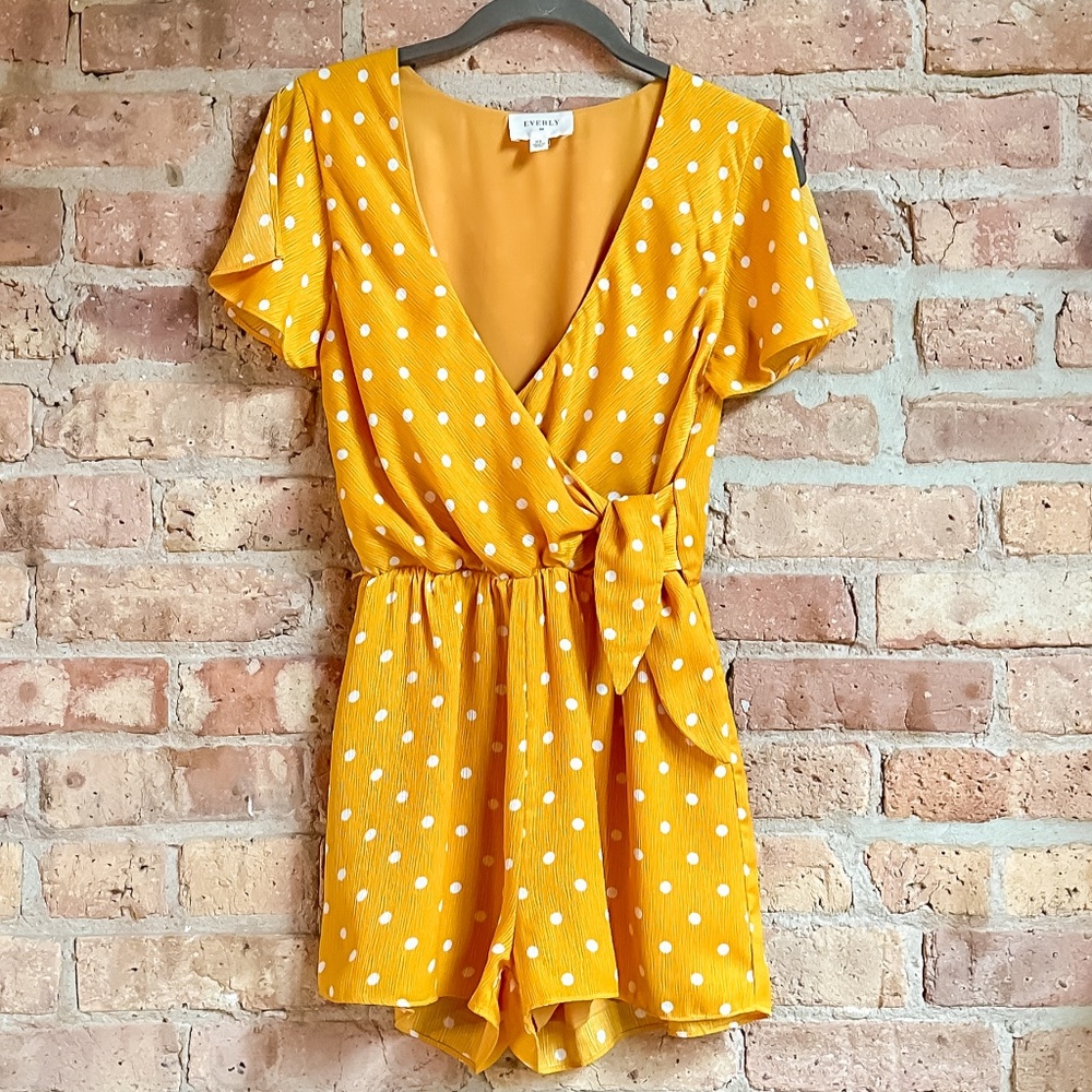 Everly Polka Dot Faux Wrap Romper